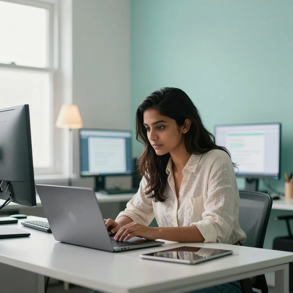 Ava Patel at Desk
